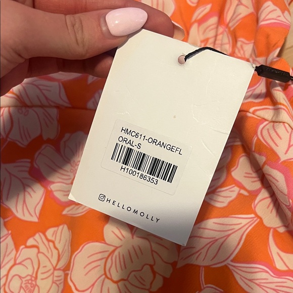 Hello Molly Coral Pink Floral Halter Mini Dress - Picture 4 of 6